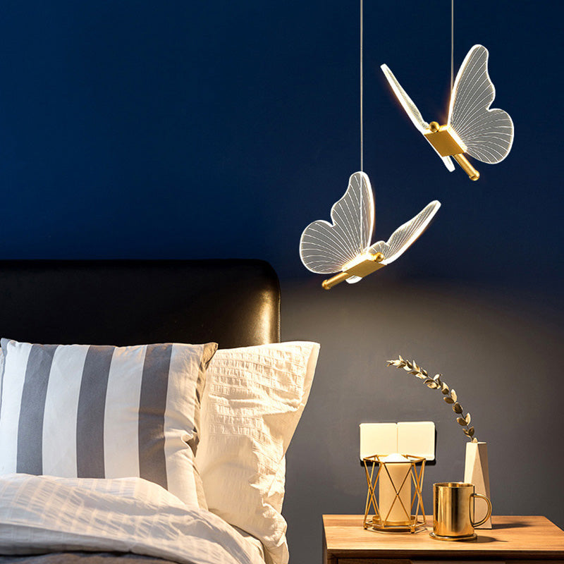 Modern Butterfly Chandelier Lamp – Long Line Minimalist Bedroom Bedside Light
