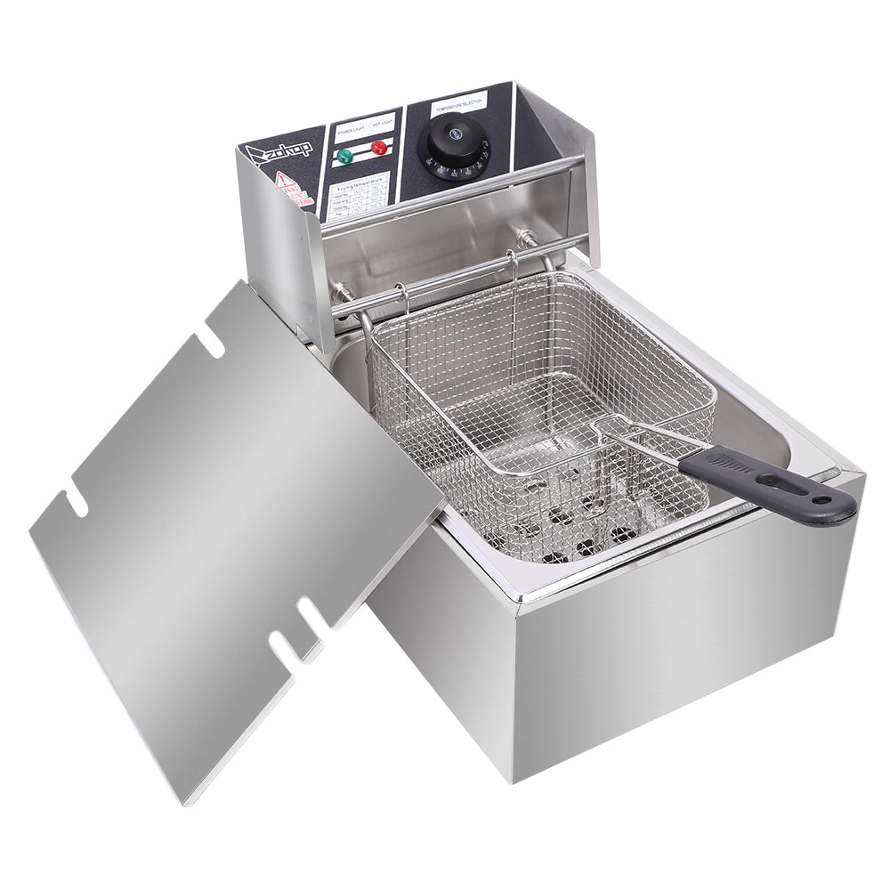 Electric Deep Fryer – Stainless Steel Single Tank Commercial Kitchen Frying Machine