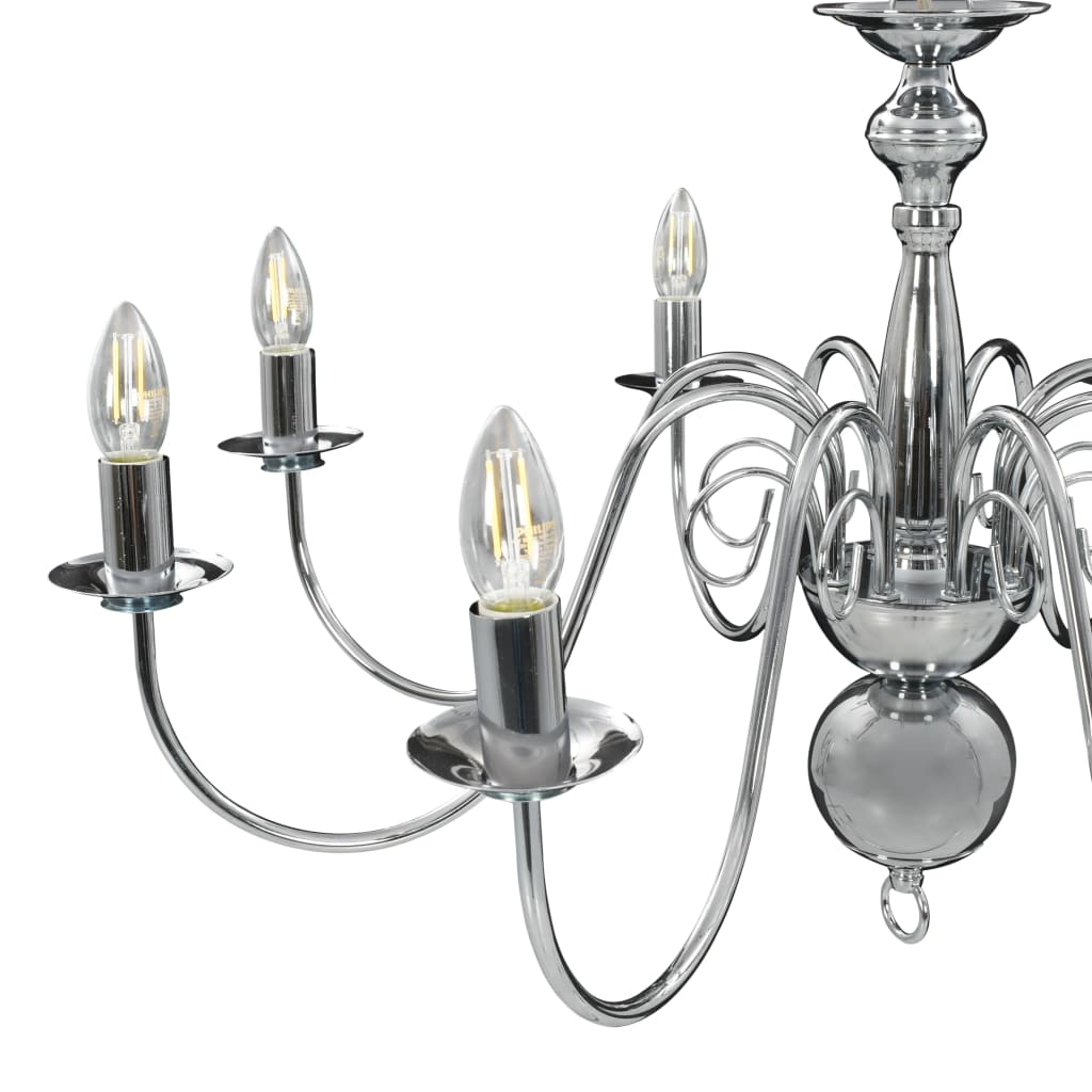 Silver 8-Light Chandelier for E14 Bulbs – Elegant Ceiling Lighting Fixture