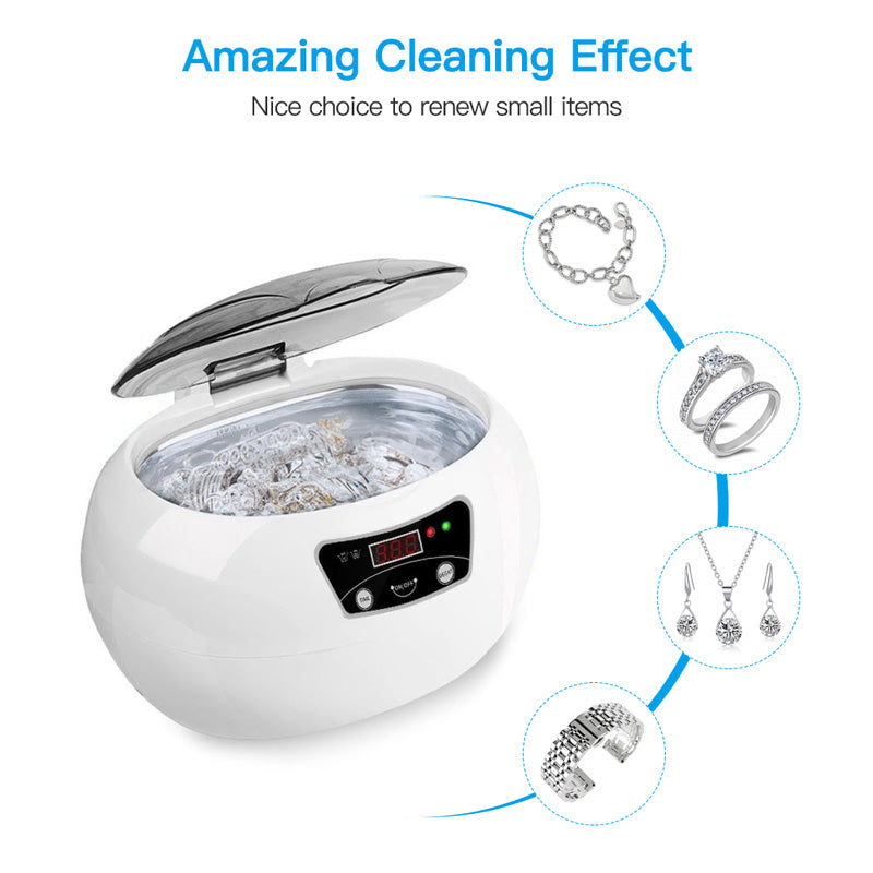 Home Ultrasonic Cleaning Machine Jewelry Glasses & Small Items Deep Cleaner Portable Household Device