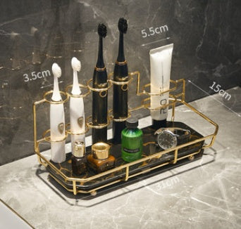 Electric Toothbrush Holder Shelf – Light Luxury Bathroom Storage Rack with Mouthwash Cup & Family Organizer Set