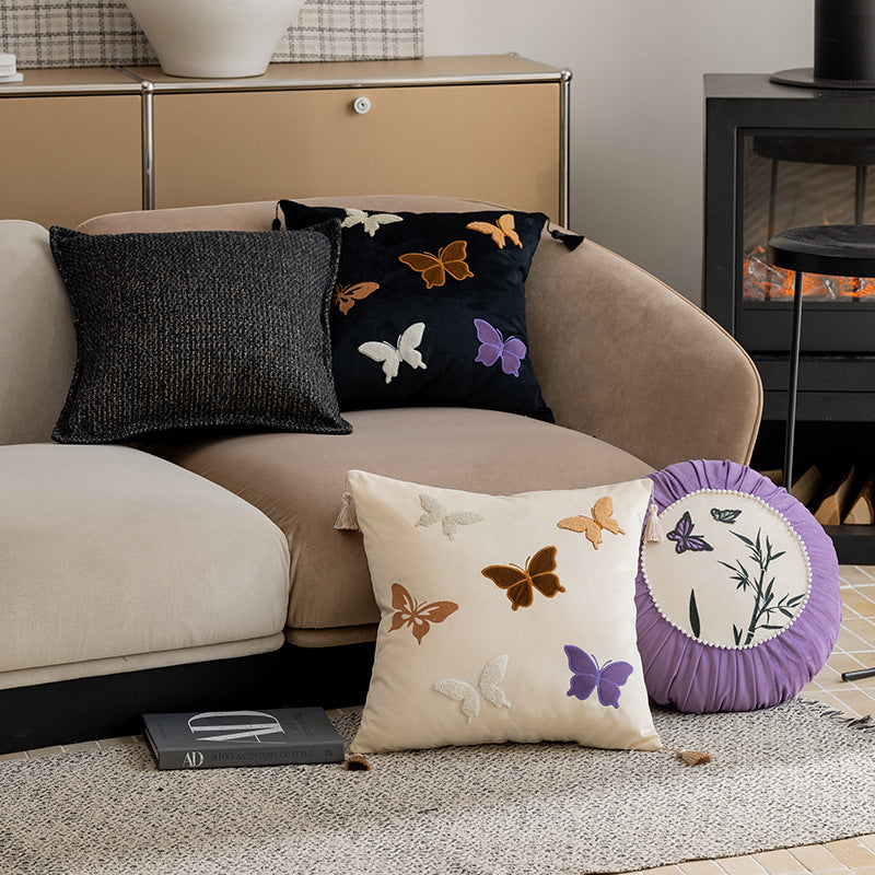 Luxury Butterfly Embroidered Cushion Cover Decorative Sofa Pillow Cover for Living Room Home Decor