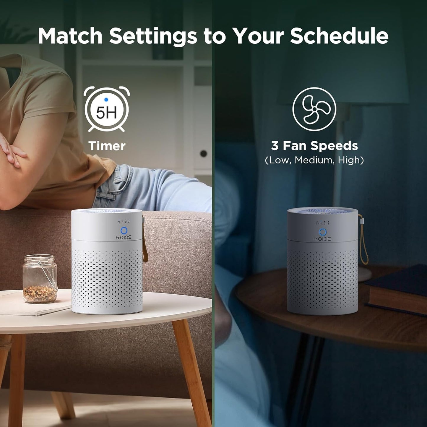 H13 True HEPA Air Purifier for Home Bedroom Quiet Portable Air Cleaner for Office and Living Room