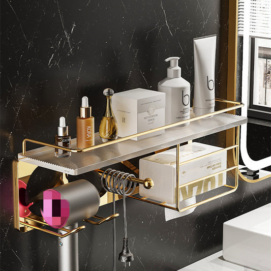 Wall Mounted Hair Dryer Storage Rack – Bathroom Organizer Holder for Blow Dryer & Tools