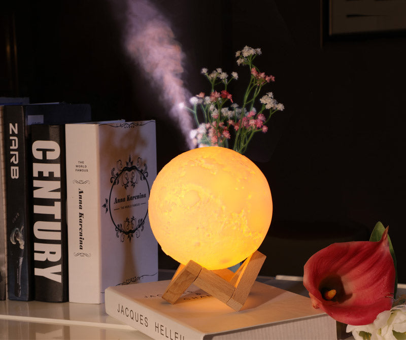 Creative Moon Night Light Air Humidifier Ultrasonic Aroma Diffuser with Soft Glow for Bedroom Home Decor