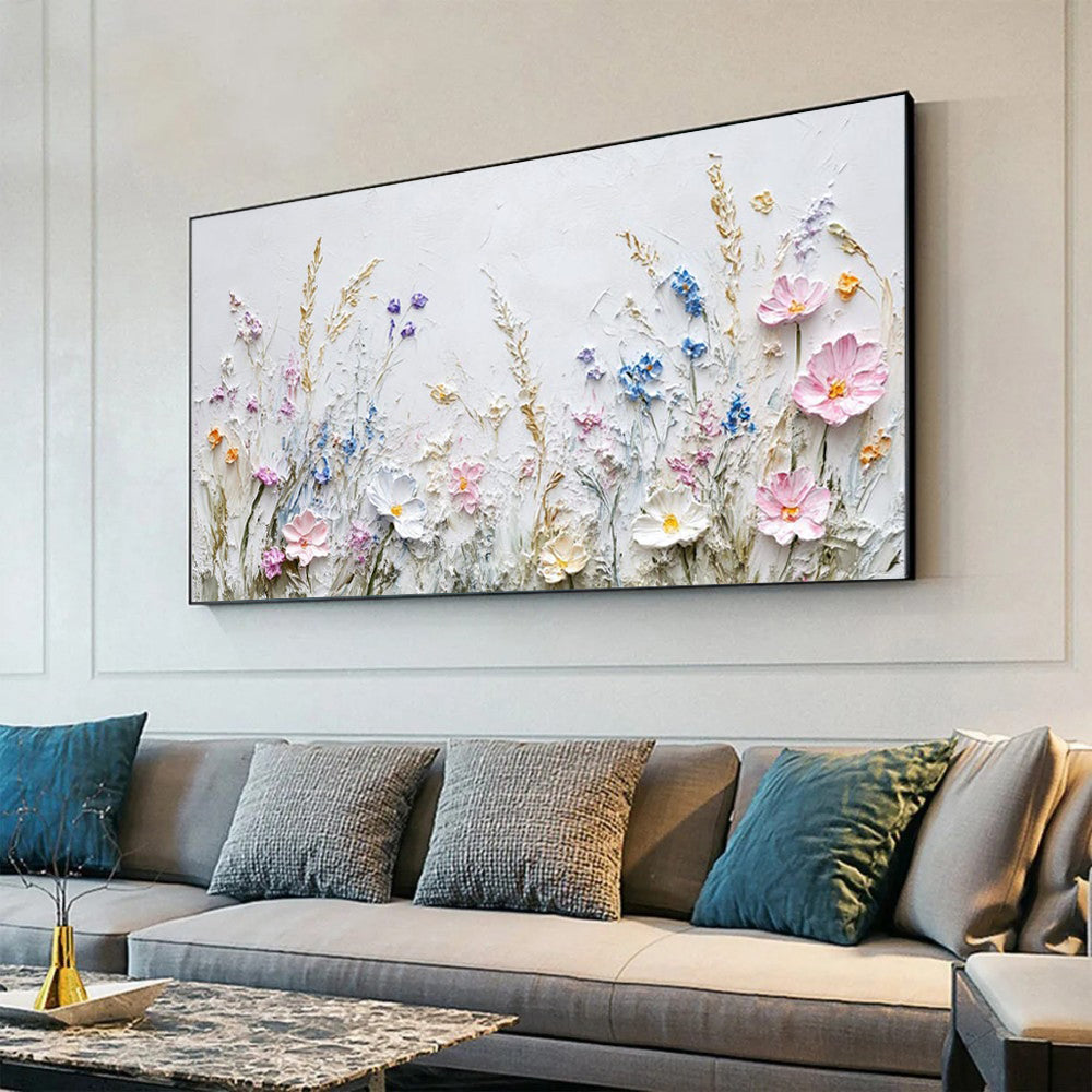 Handmade 3D Palette Knife Flower Oil Painting on Canvas Wall Art for Living Room Home Decor Frameless Unstretched