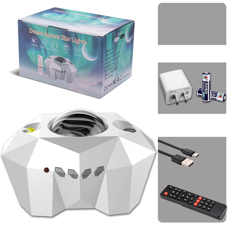 USB Water Pattern Bluetooth Music Ocean Star Projector Lamp LED Night Light for Bedroom Relaxation Decor