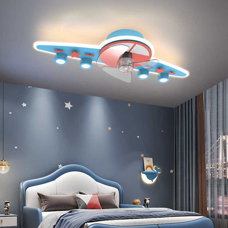 Smart Ceiling Fan Light Children’s Room LED Intelligent Ceiling Lamp With Fan Modern Lighting