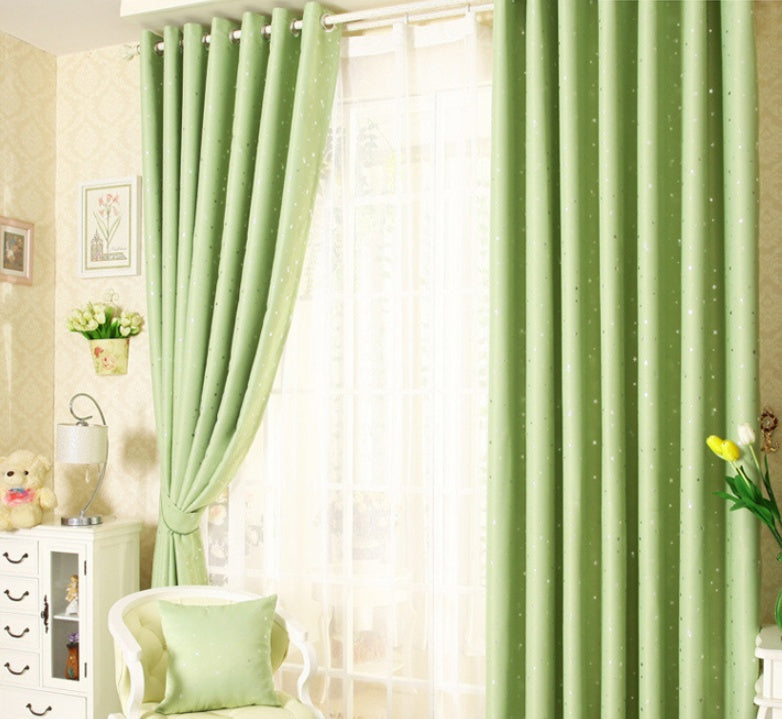 Star Print Perforated Finished Curtain Modern Window Drapes for Bedroom Living Room Home Decoration