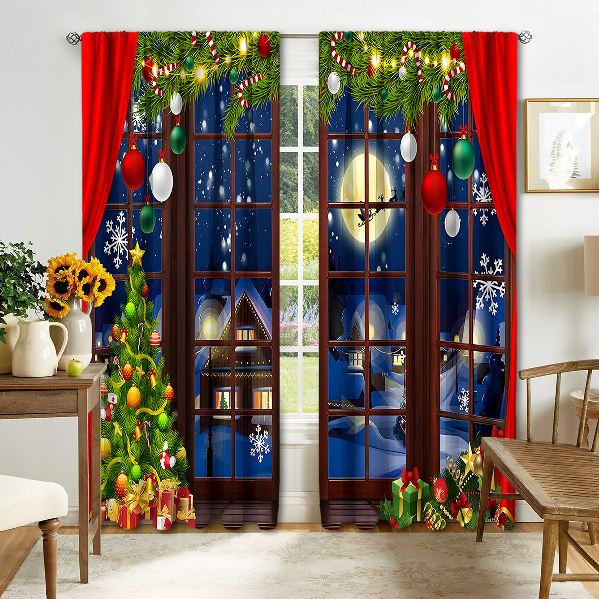 Digital Printed Christmas Curtains – Festive Holiday Window Drapes