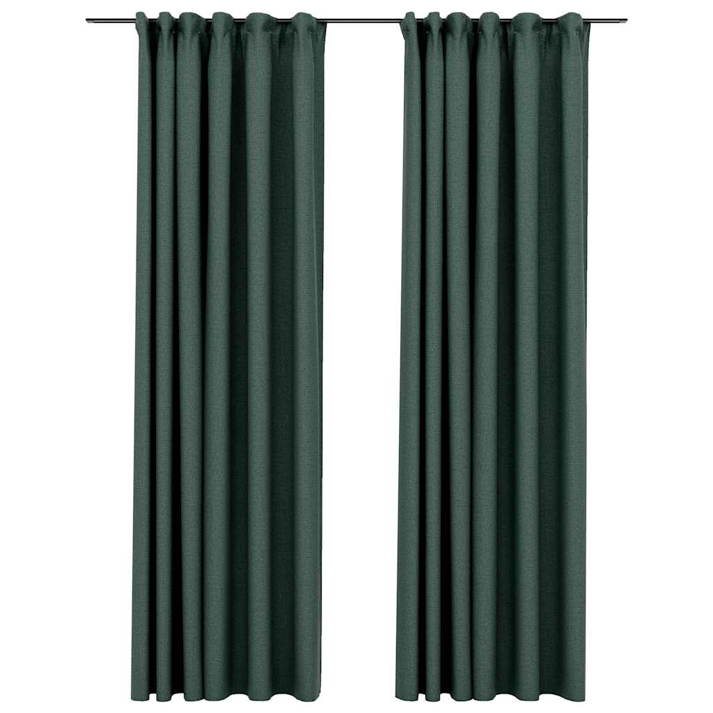 Blackout Curtains with Hooks Linen Look 2 Pieces Set Elegant Window Drapes for Bedroom