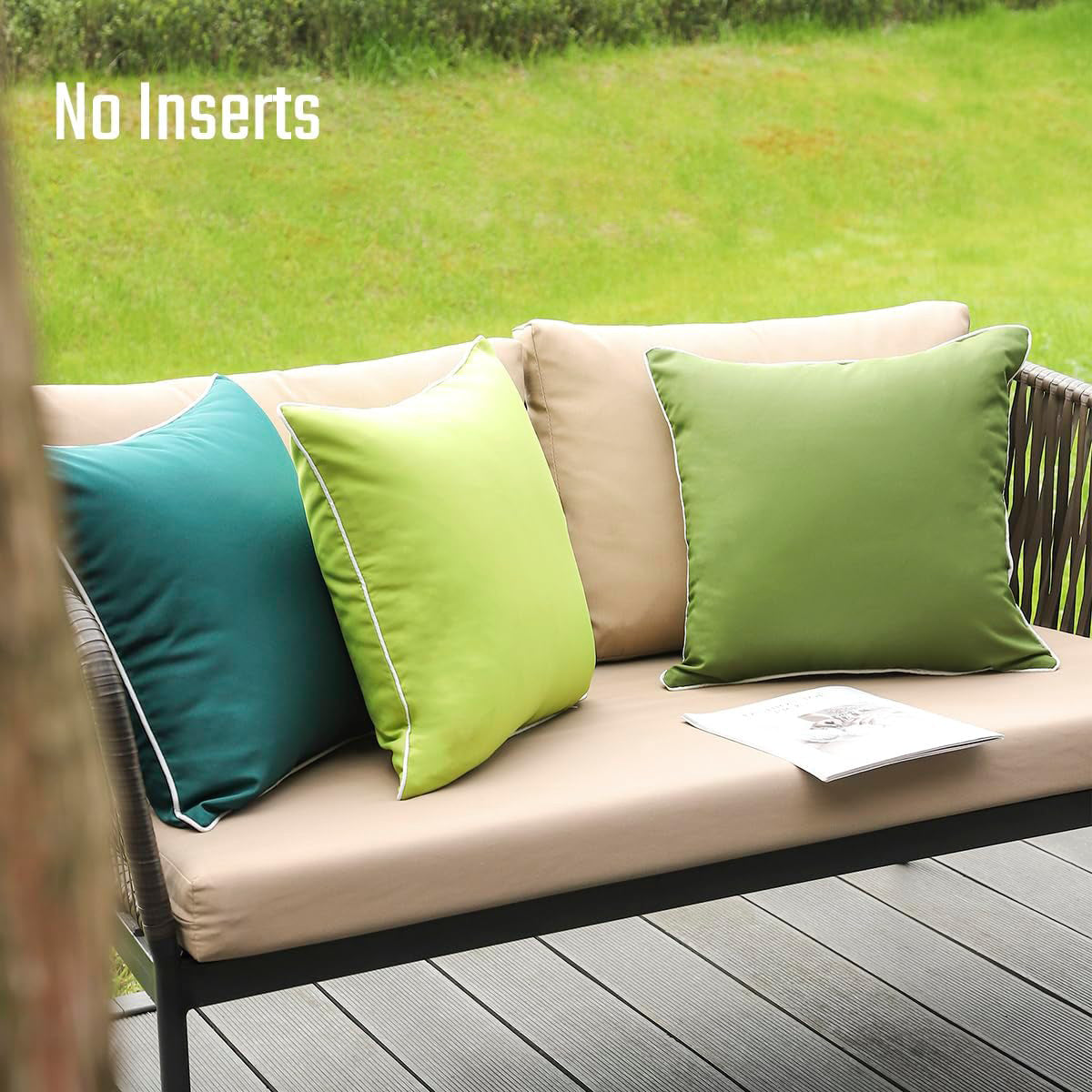 Outdoor Waterproof Throw Pillow Covers Solid Square Cushion Cases Patio Couch Tent Decorative Pillows
