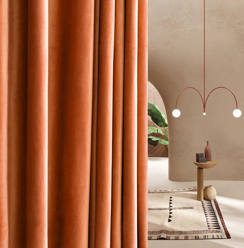 Full Shading Australian Wool Plush Velvet Curtain Insulated Non Inverted Finished Window Drapes for Home Decor
