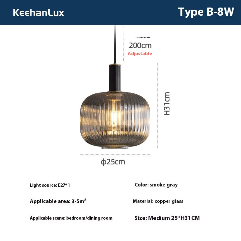 Modern Glass Droplight – Bedroom, Hotel & Bar Single Head Pendant Lamp