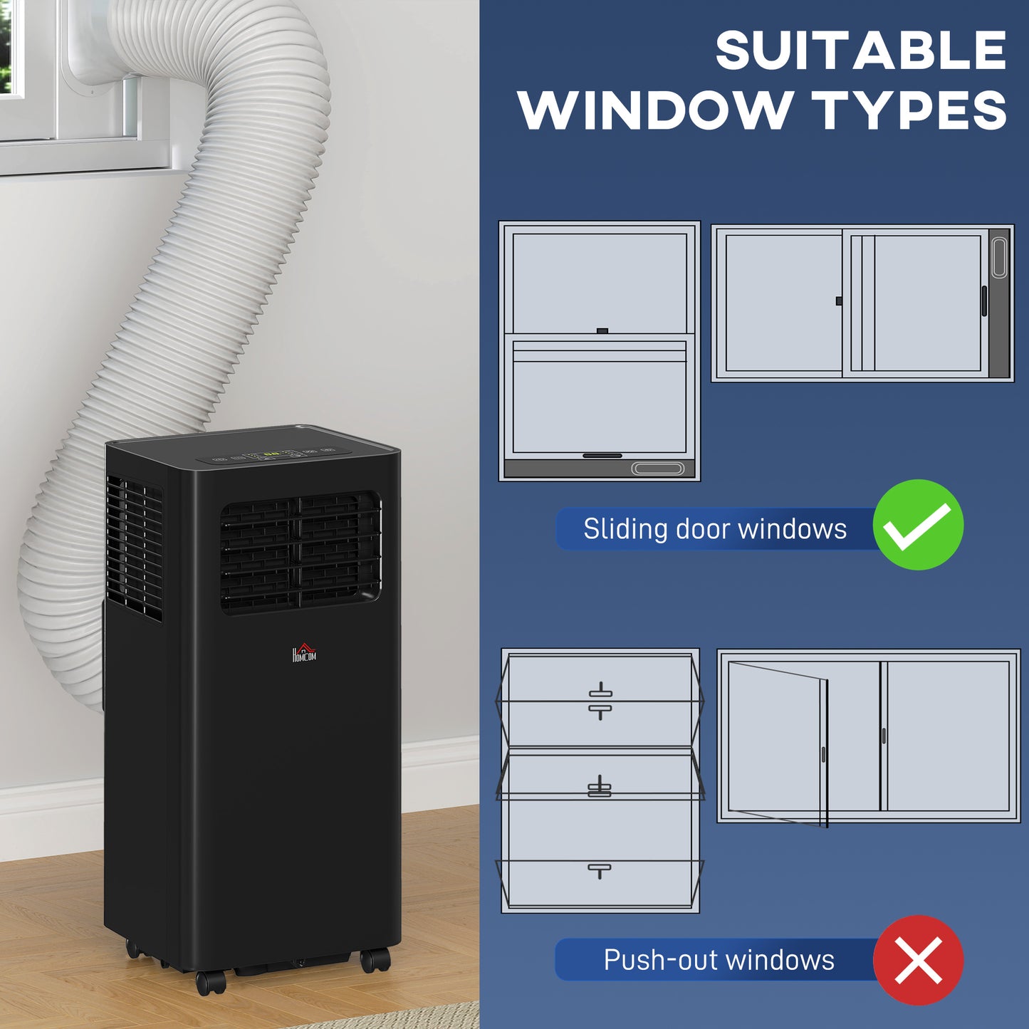 10000 BTU Portable Air Conditioner for 441 Sq Ft Room AC Unit with Dehumidifier, Sleep Mode, 24H Timer & Window Kit Black