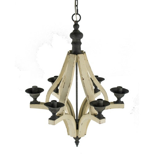 6-Light Wood Chandelier with Adjustable Chain – Kitchen & Dining Hall Lighting