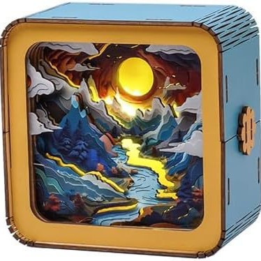 Wooden Puzzle Creative Atmosphere Small Night Lamp Warm LED Decorative Bedside Light for Home Decor