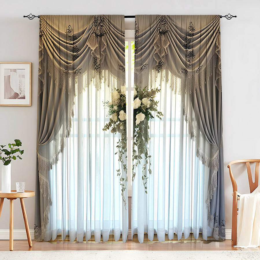 Creative Home European Flower Character Curtains Decorative Window Drapes for Living Room Bedroom Home Decor
