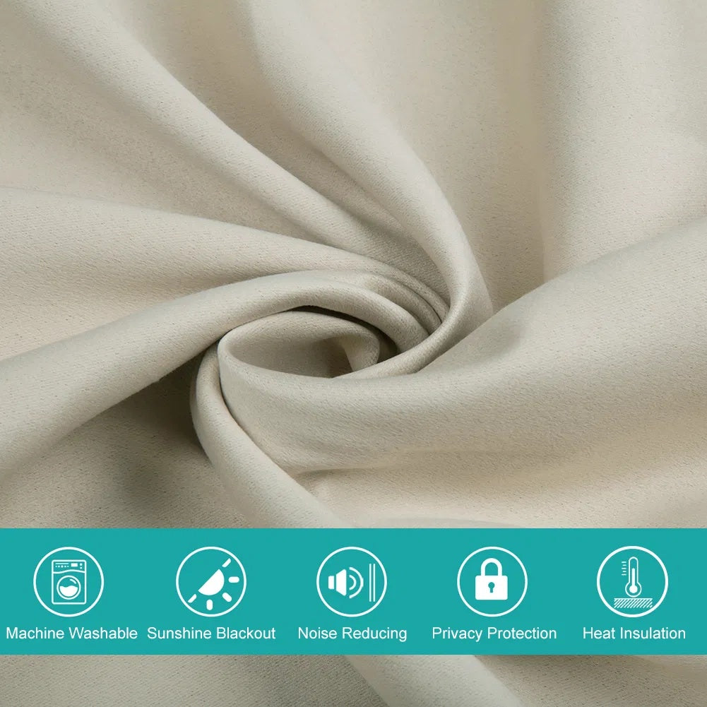 Polyester Thermal Insulated Blackout Curtains with Grommets 52x84 Set of 2 Coated Lining 3 Colors