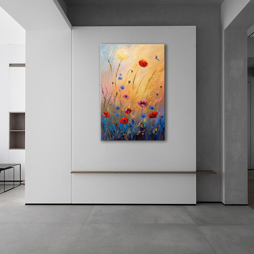 Handmade Abstract Flower Oil Painting – Canvas Wall Art for Living Room Home Decor (Frameless Unstretched Roll)