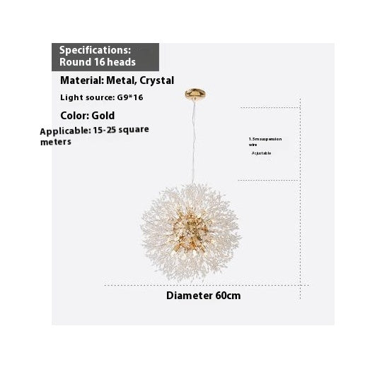 Dandelion Crystal Chandelier – Elegant Lighting for Restaurant, Bedroom & Shop