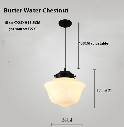 Retro Industrial Single-Head Chandelier – Cream Pendant Light for Living & Dining Room