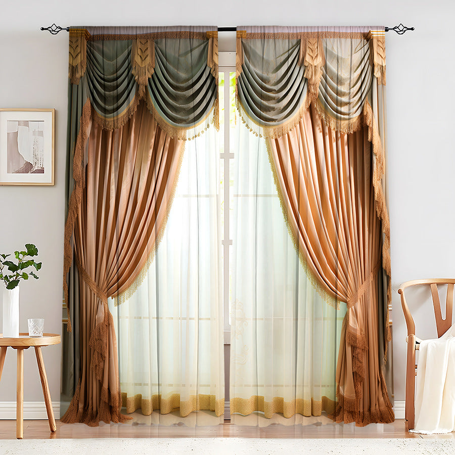 Creative Home European Flower Character Curtains Decorative Window Drapes for Living Room Bedroom Home Decor