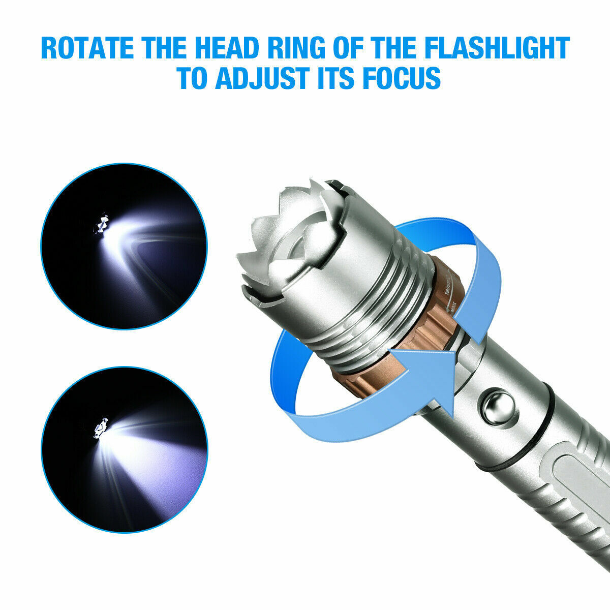 Rechargeable LED Flashlight with Escape Hammer – Super Bright Emergency Work Torch Light