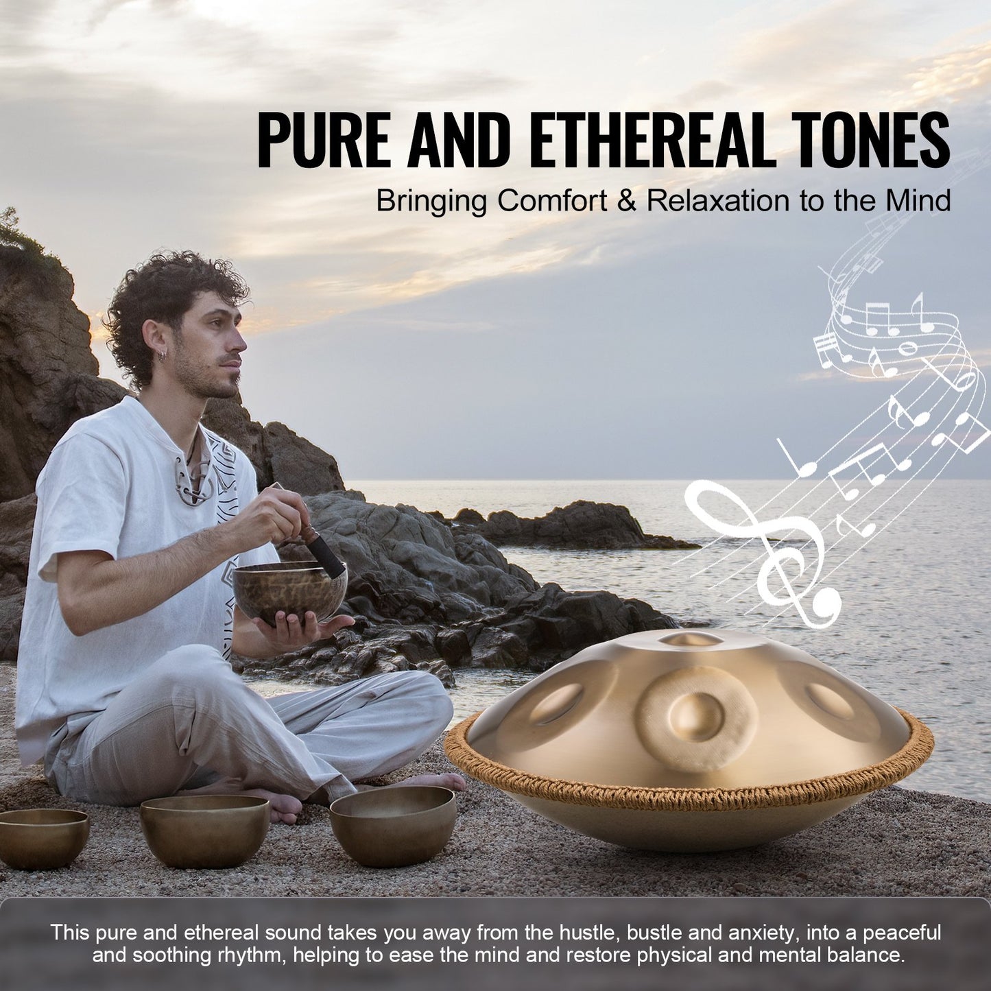 22 Inch Handpan Drum 9 Notes D Minor Steel Hand Drum with Mallets for Adults Meditation Music