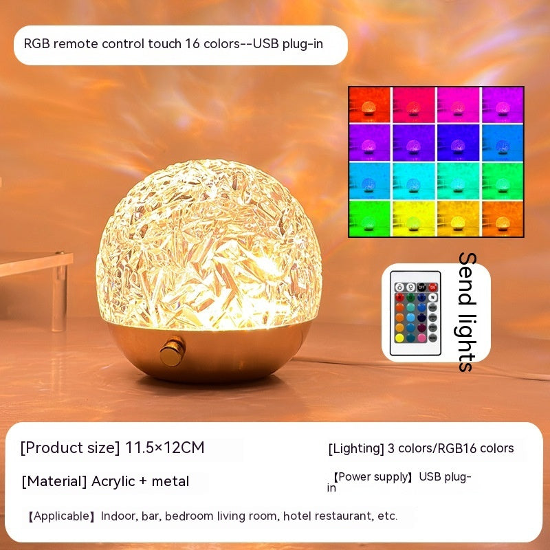 Water Ripple Projector Night Light Crystal Mood Lamp Sunset LED Bedside Decoration Aesthetic Home Bedroom Gift