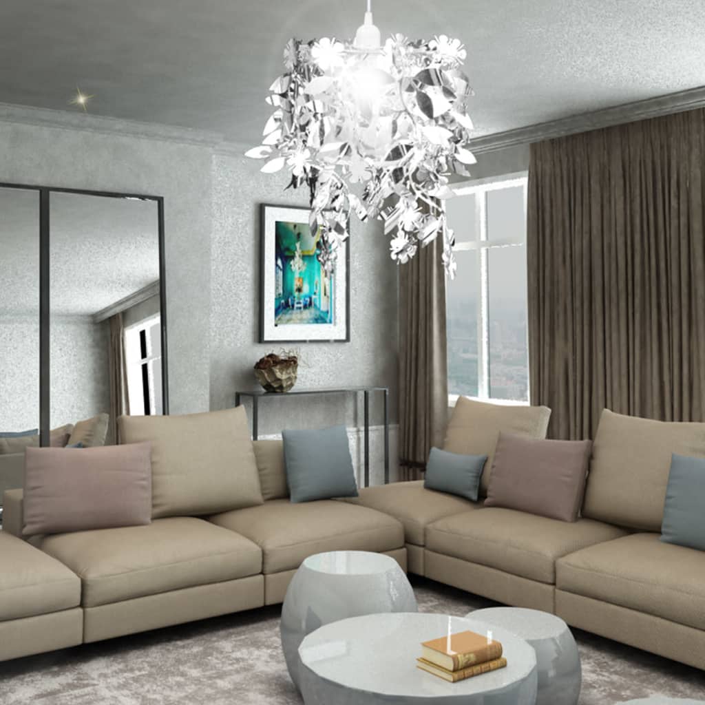 Silver Leaf Sequin Chandelier – Elegant Pendant Ceiling Light