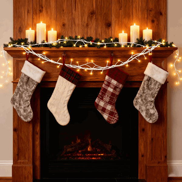 Lighted Birch Garland 7.87ft – 144 LED Warm White Branch Lights with Remote, Timer & 8 Modes (IP45 Waterproof)