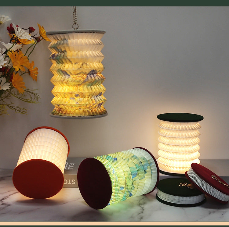 Folding Small Lantern Cultural Creative Gift Portable Decorative LED Lantern for Home and Events