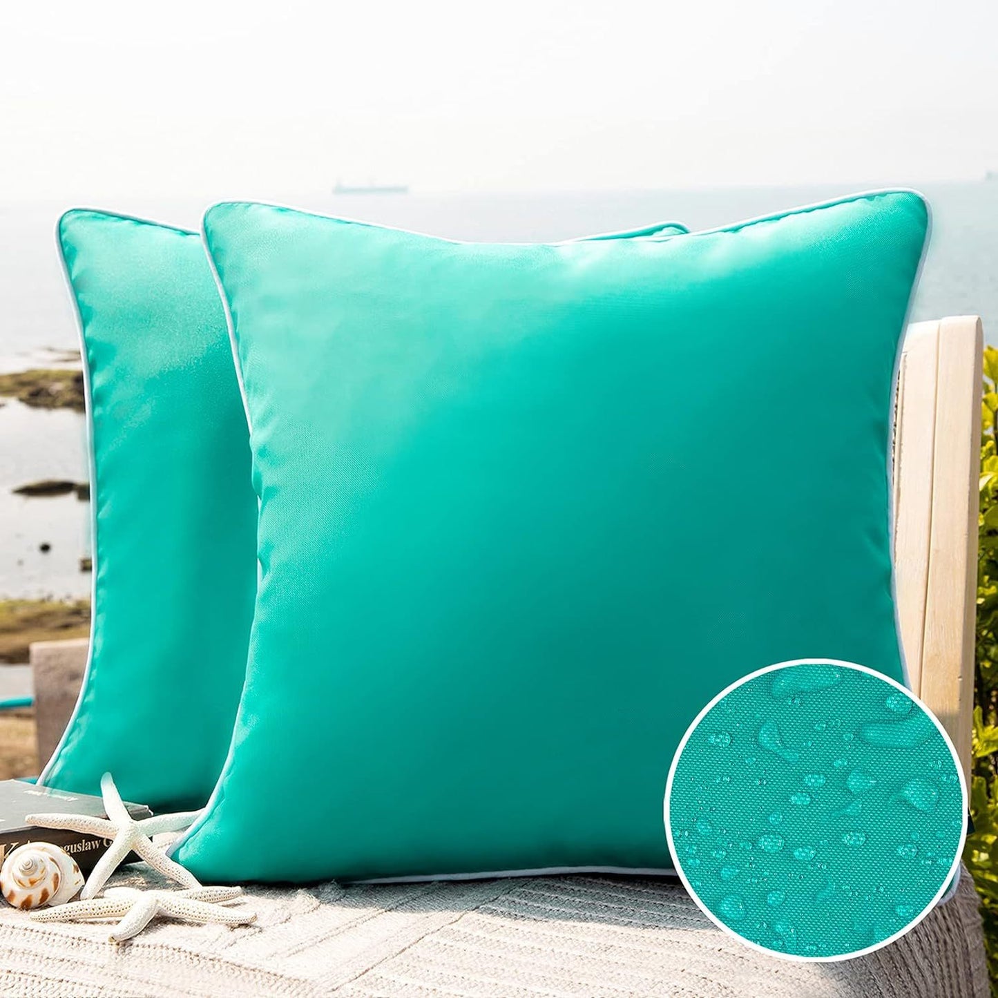 Outdoor Waterproof Throw Pillow Covers Solid Square Cushion Cases Patio Couch Tent Decorative Pillows