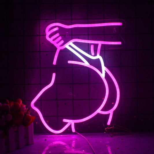 Neon LED Bar Girl Silhouette Light Decorative Wall Sign for Bar and Room Ambience