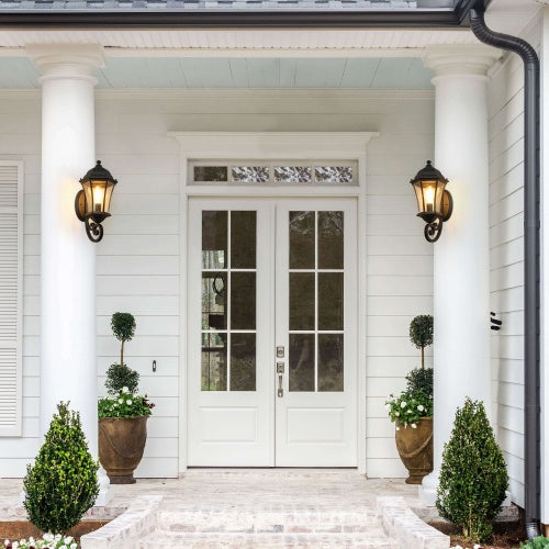 Outdoor Waterproof Glass Retro Wall Light 2-Pack E27 Bulb Compatible Garden Porch Lighting Fixture