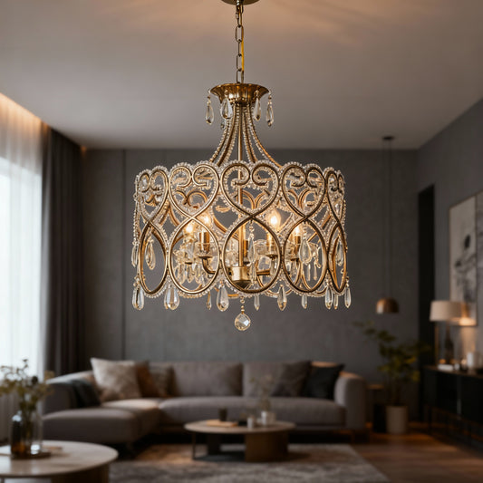 Aged Crystal Chandelier – French Luxury Living Room Lighting