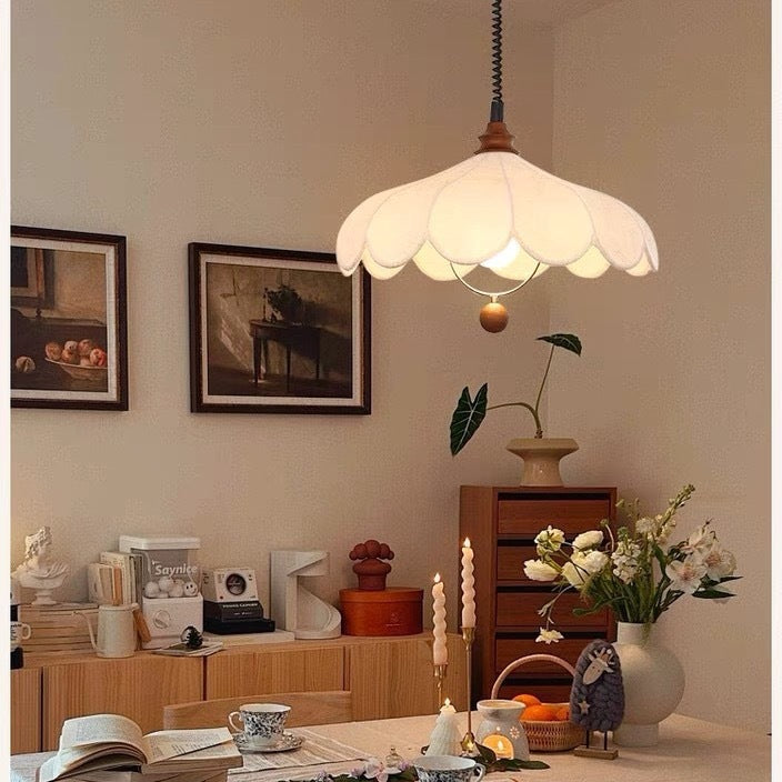 French Retro Cream Chandelier – Retractable Dining & Living Room Light