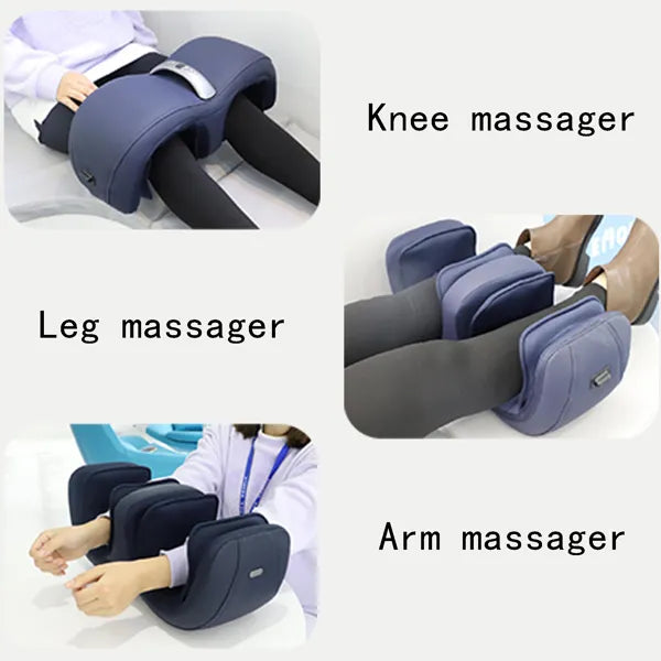 Air Pressure Knee Massager Dark Blue Electric Compression Heating Knee Therapy Device for Joint Pain Relief and Circulation