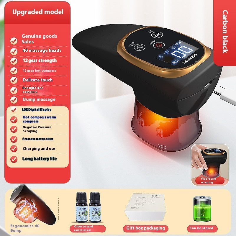 Electric EMS Cupping Device Microcurrent Vacuum Hot Compress Scraping Therapy Negative Pressure Massage Tool