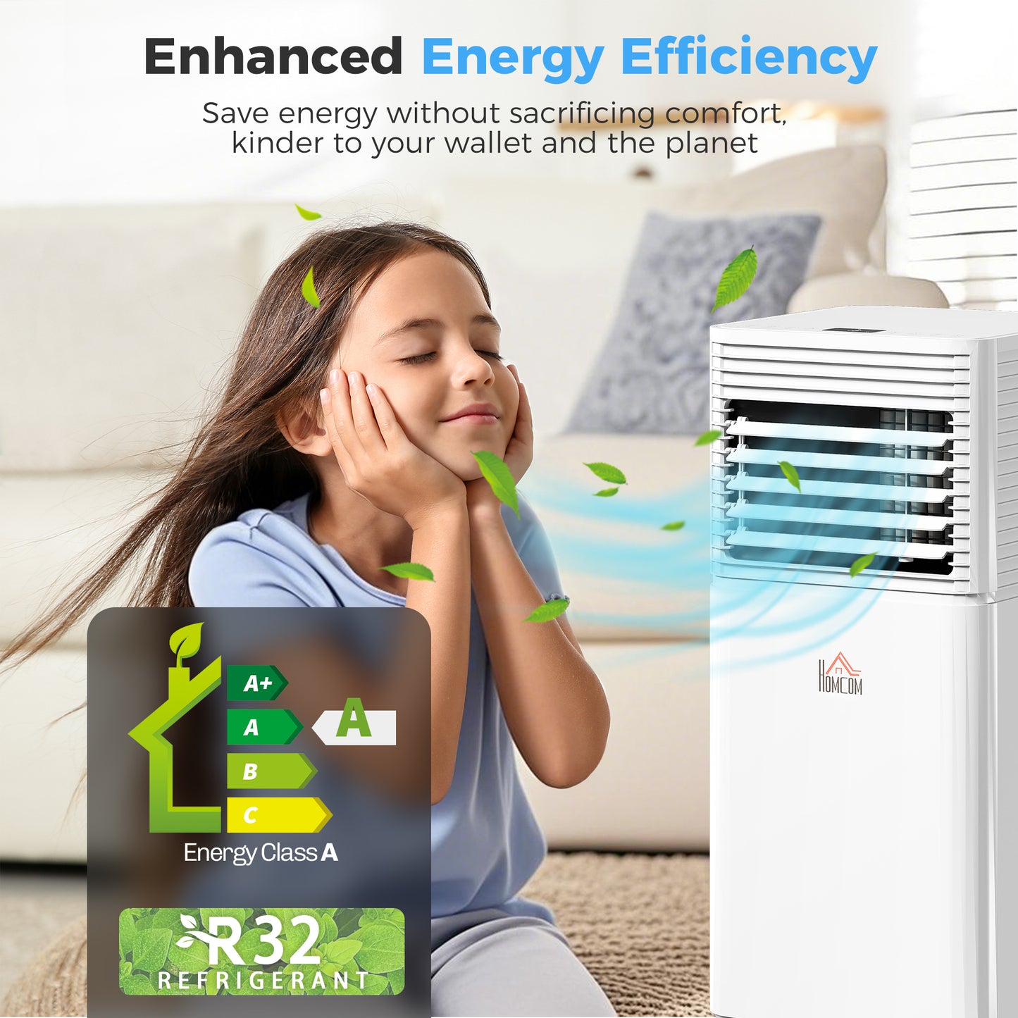 10000 BTU Portable Air Conditioner with Remote Control Cooling & Dehumidifying 24H Timer LED Display White