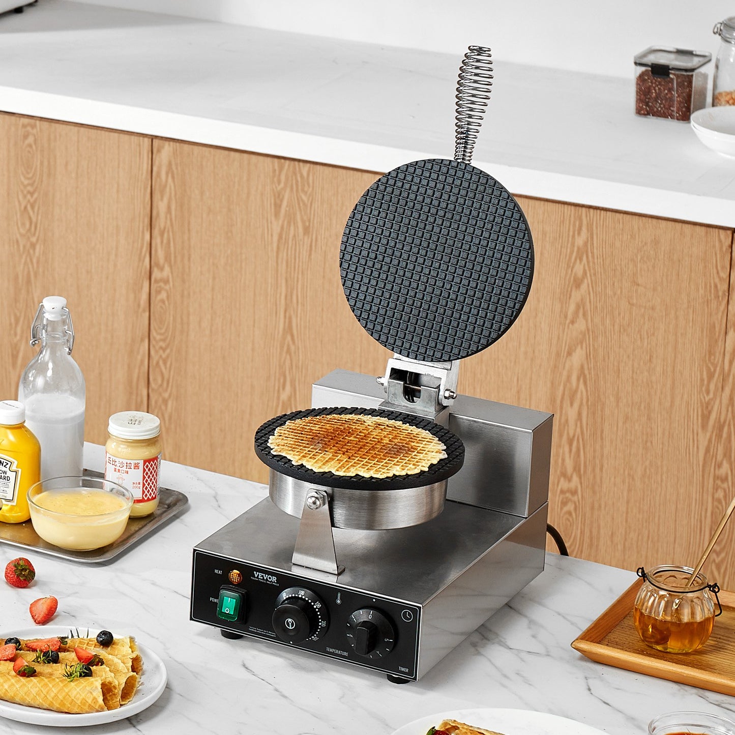 1230W Electric Ice Cream Cone Maker Commercial Waffle Cone Egg Roll Machine for Café and Restaurant Use