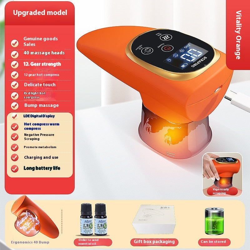 Electric EMS Cupping Device Microcurrent Vacuum Hot Compress Scraping Therapy Negative Pressure Massage Tool