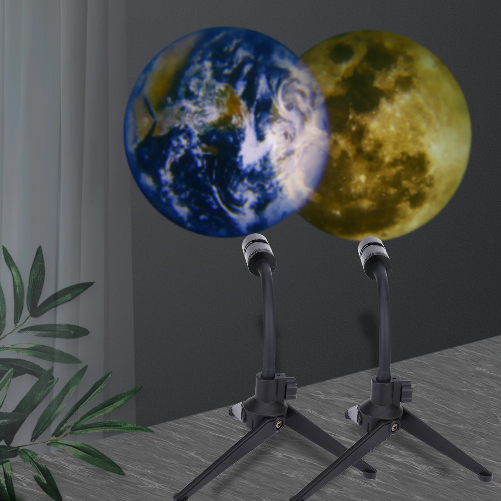 2 in 1 Star Projector Earth and Moon Projection Lamp 360° Rotating USB LED Night Light for Bedroom Decor