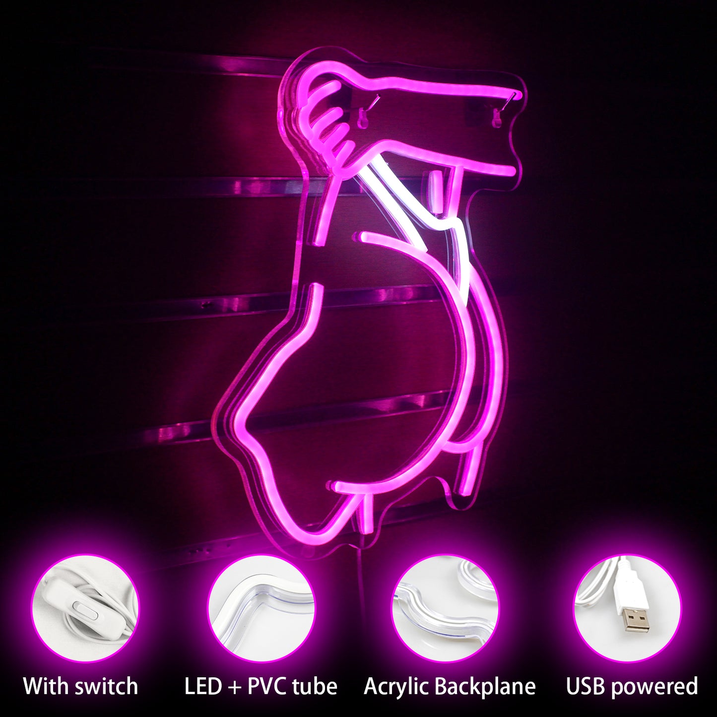 Neon LED Bar Girl Silhouette Light Decorative Wall Sign for Bar and Room Ambience