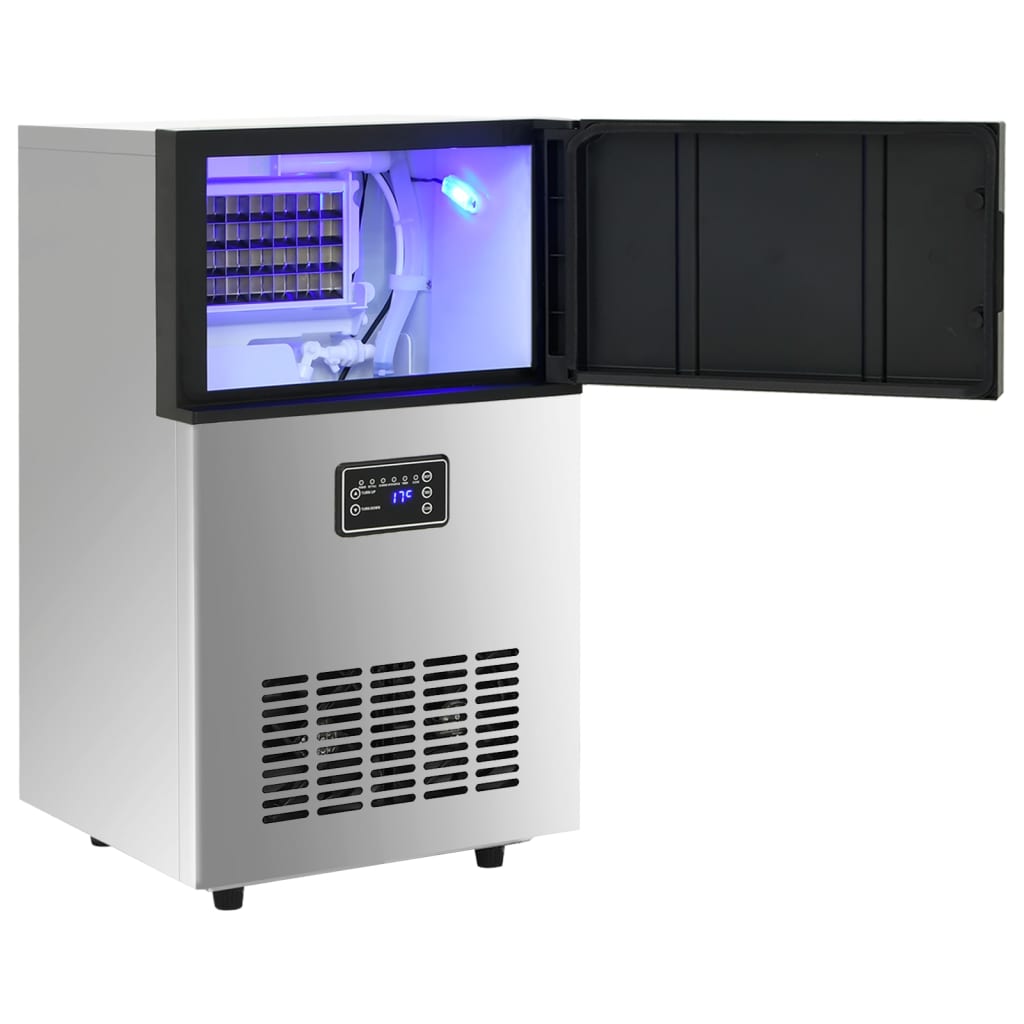 Silver Ice Cube Machine 45 kg per 24 Hours High Capacity Commercial Ice Maker for Home and Business Use