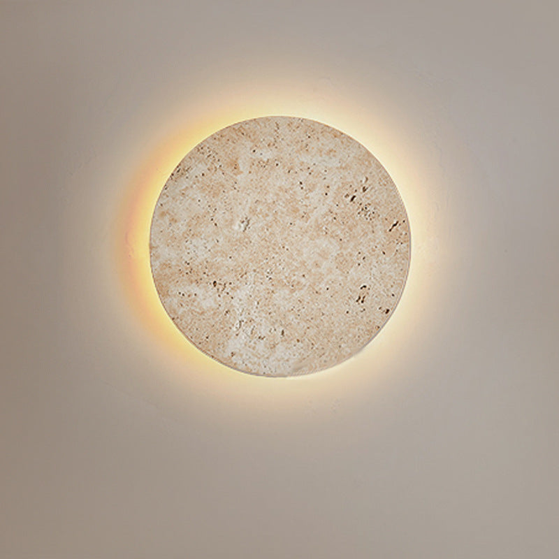 Round Clock Wall Lamp Yellow Cave Stone Design Modern Decorative Bedroom Living Room Light