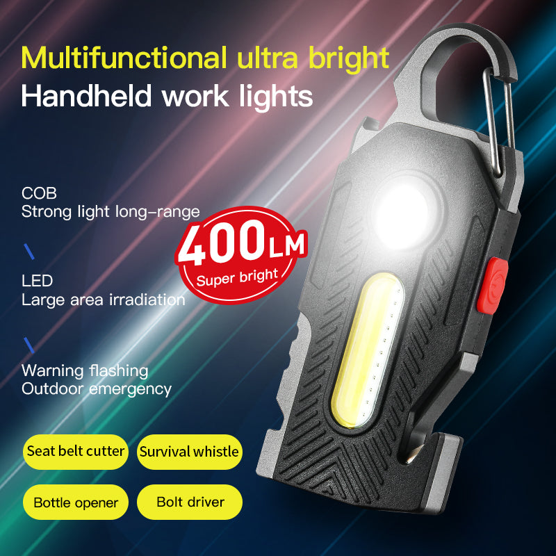 Multifunctional COB Keychain Work Light – Rechargeable High Brightness LED Emergency & Camping Light
