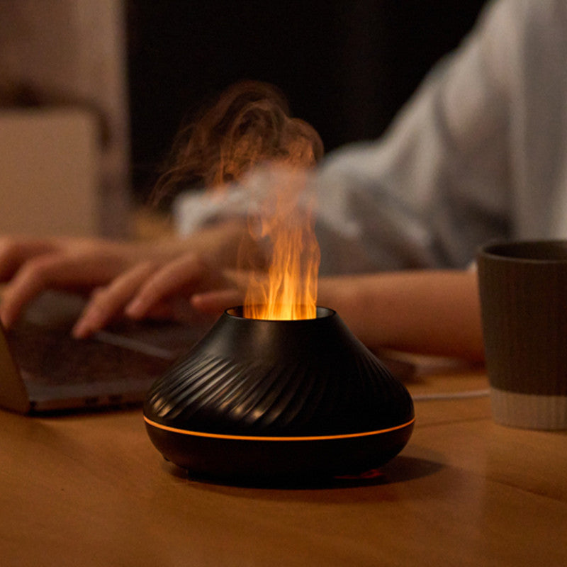 RGB Flame Aroma Diffuser 130ml – 3D Colorful Fire Effect Ultrasonic Humidifier & Essential Oil Diffuser for Home, Bedroom & Relaxation