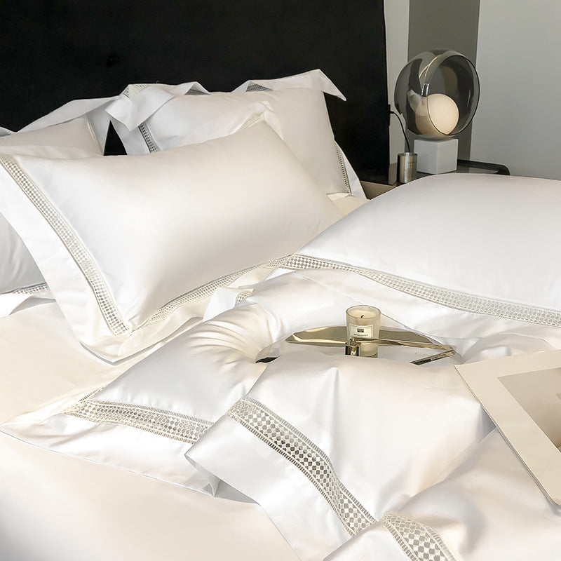 Long Staple Cotton Bedding Set Fitted Sheet Duvet Cover Four Piece Soft Luxury Bed Linen Set for Bedroom